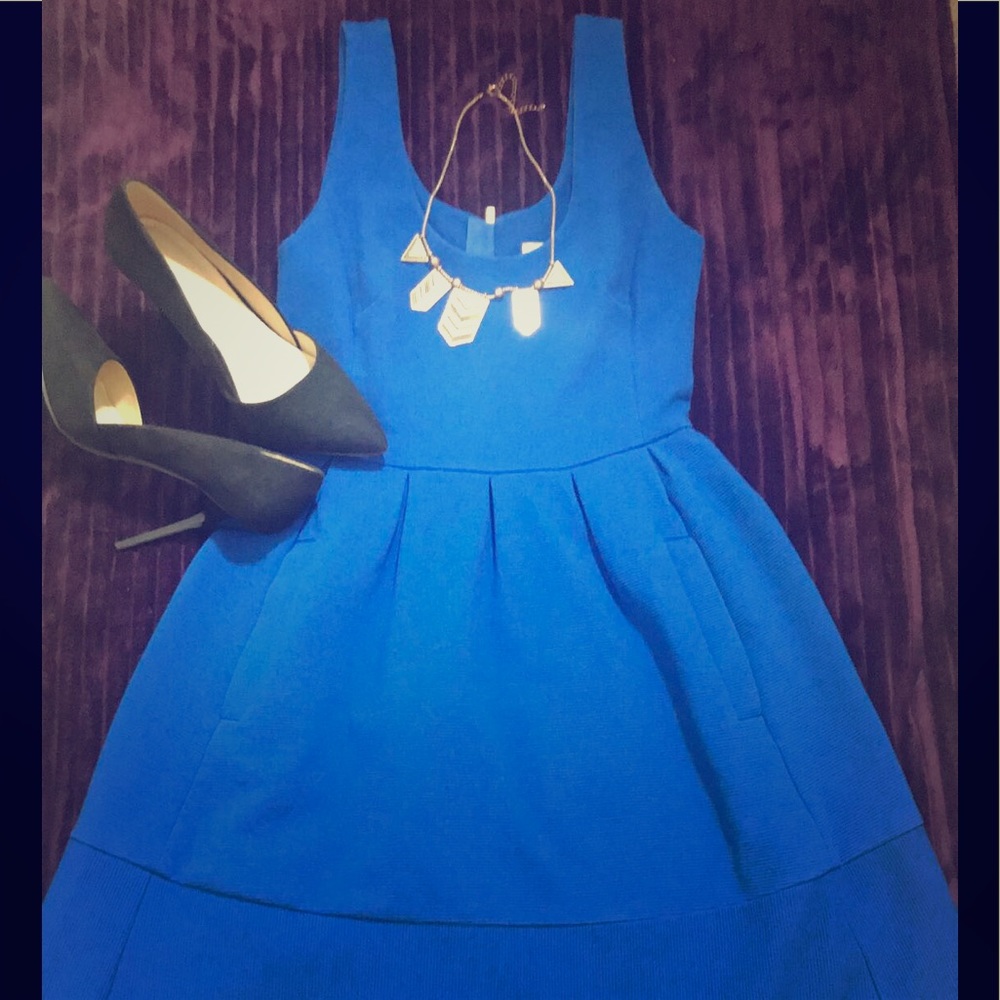 Cobalt Blue Pleated Dress- Banana Republic